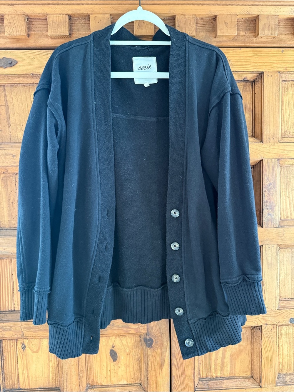 aerie Black Button-Front Cardigan Sweater